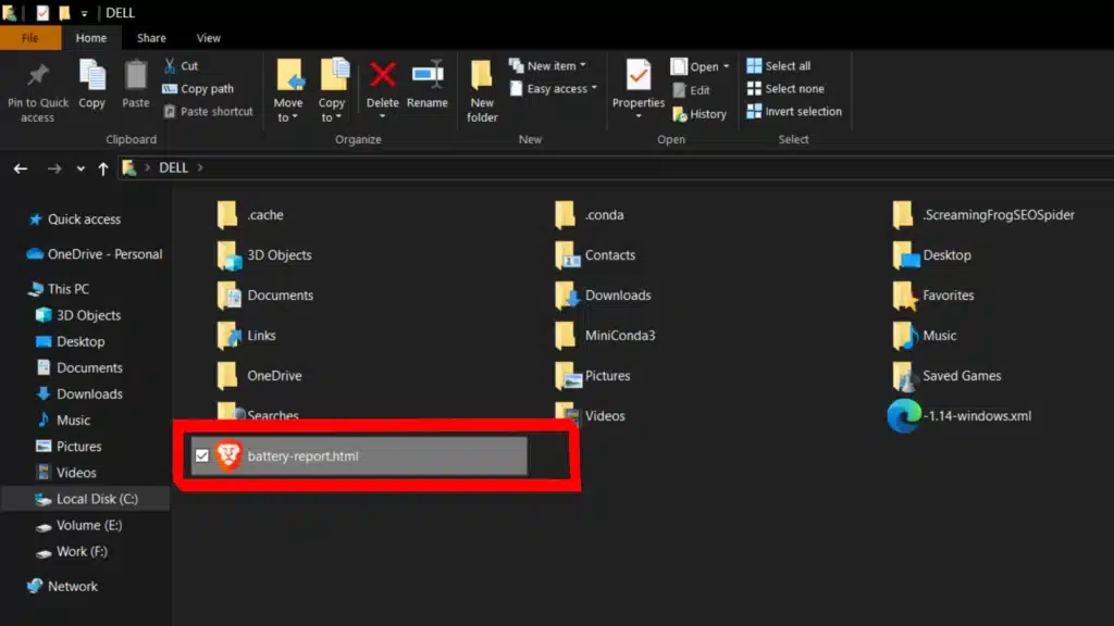 Accessing Battery Report With File Explorer