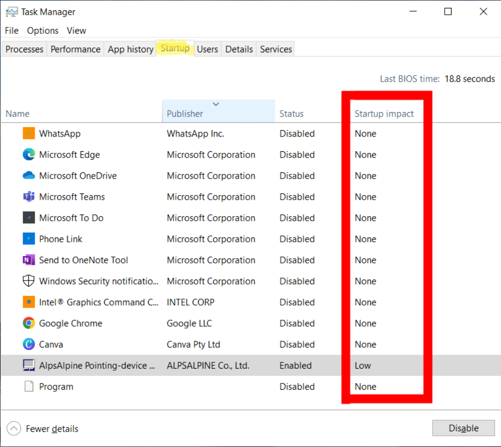 Turn Off Startup Apps running in the background in windows 10