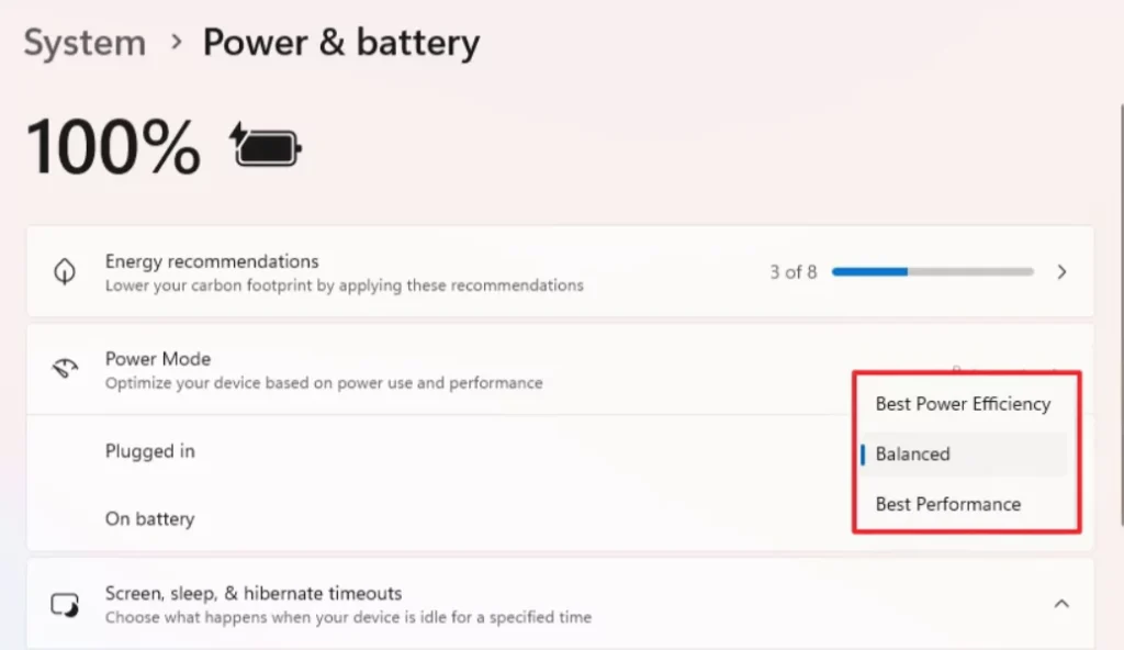 Use Windows Power Management tool for windows 11